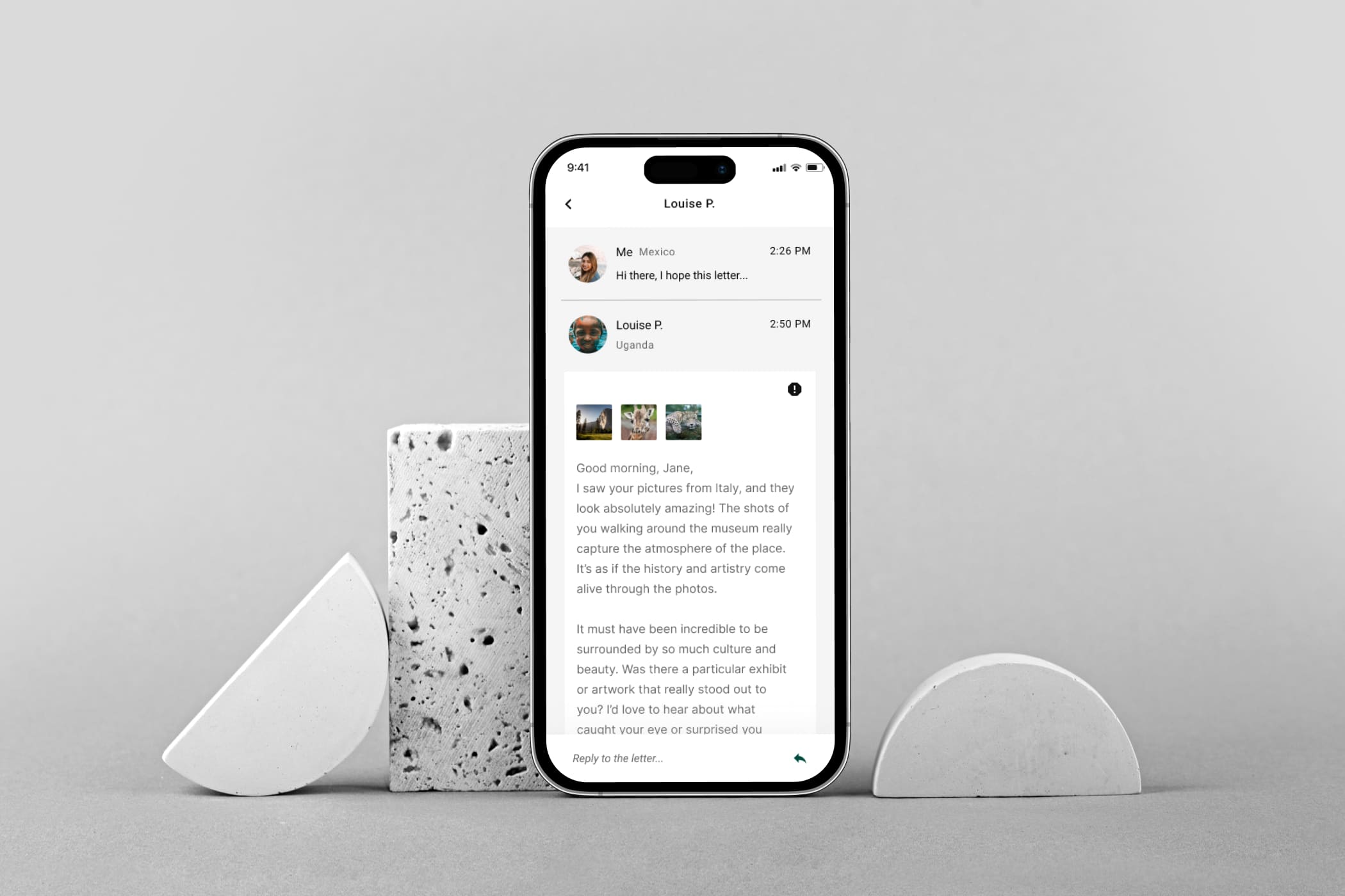 Présentation du projet Pen pal avec une maquette.